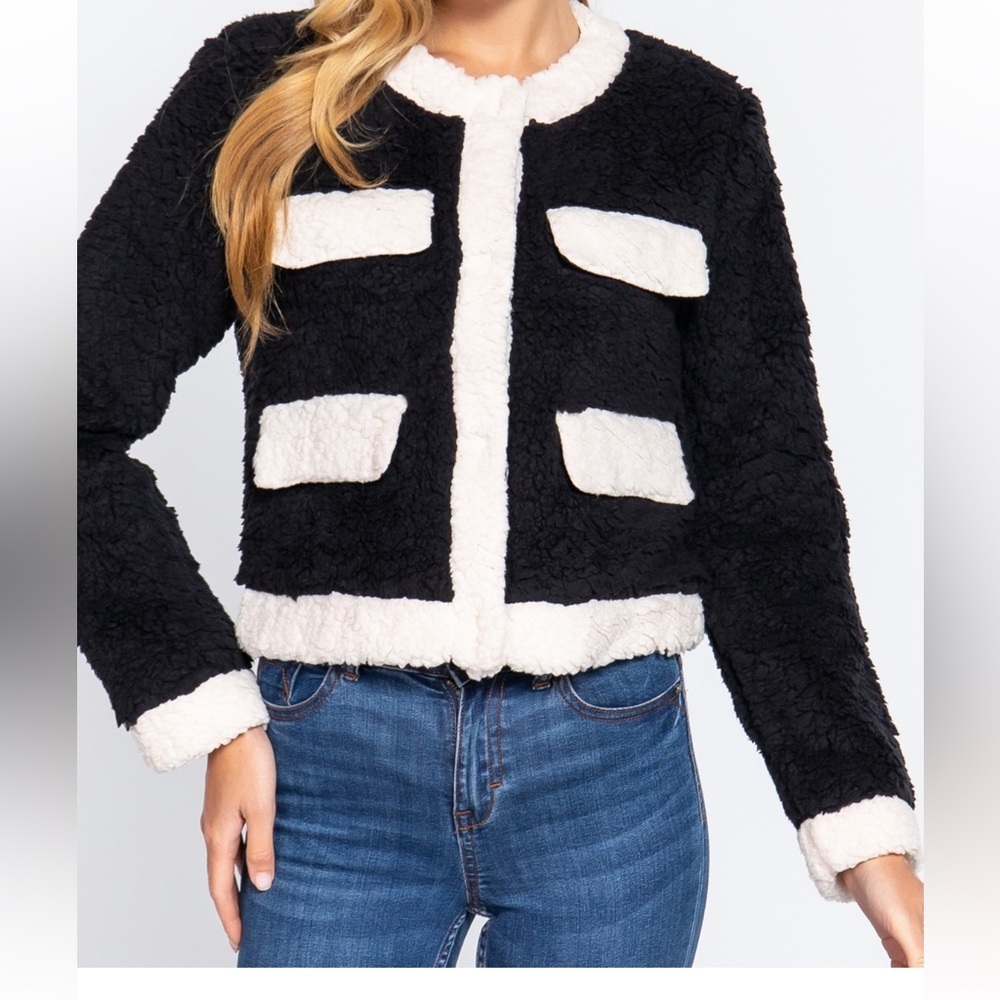 ShopEvelynne Black and Cream Cardigan Sweater